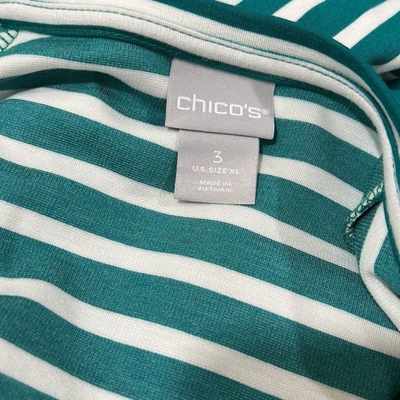 CHICO’S women’s green and white striped top size 3 GUC - Picture 12 of 12